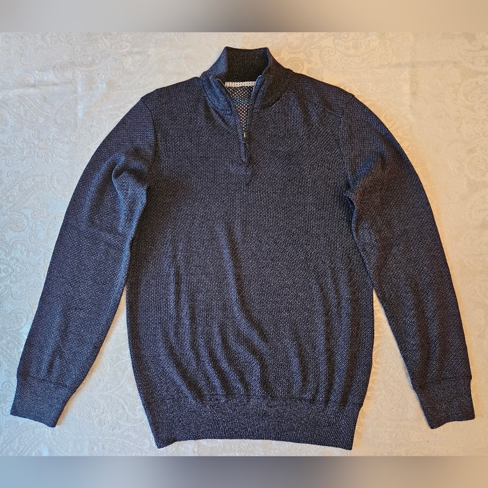 Men's Robert Graham Navy Quarter Zip Up Sweater, Small, NWOT, Soft and Cozy